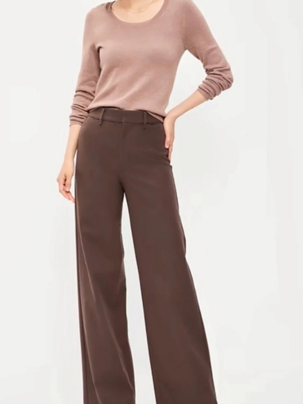 Zanella Italian Luxury Brown Wide Leg Wool Blend Trousers